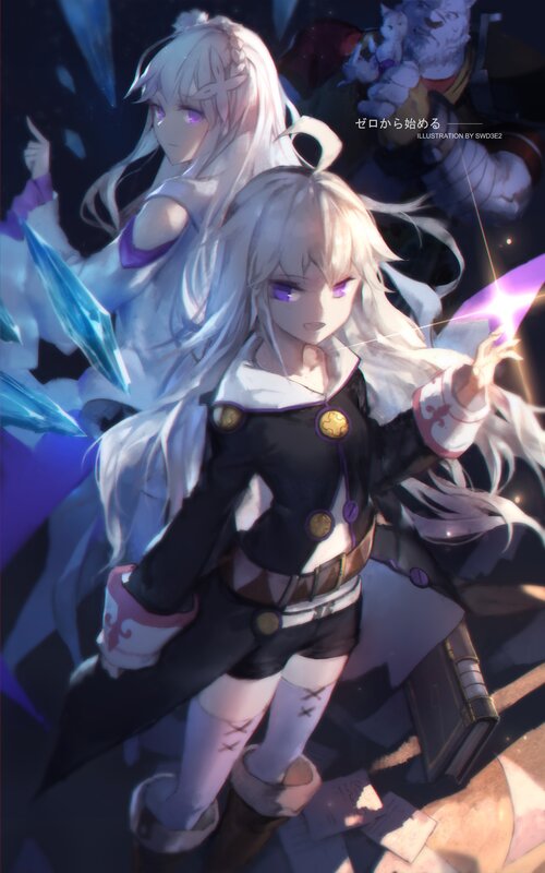 Two Anime Girls with White Hair