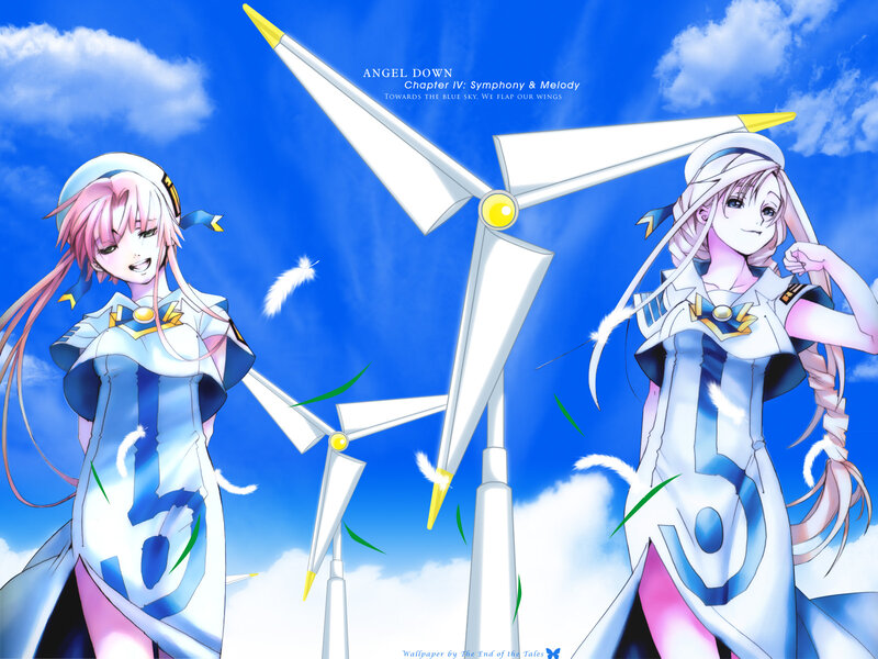 Two Anime Girls with Wind Turbines