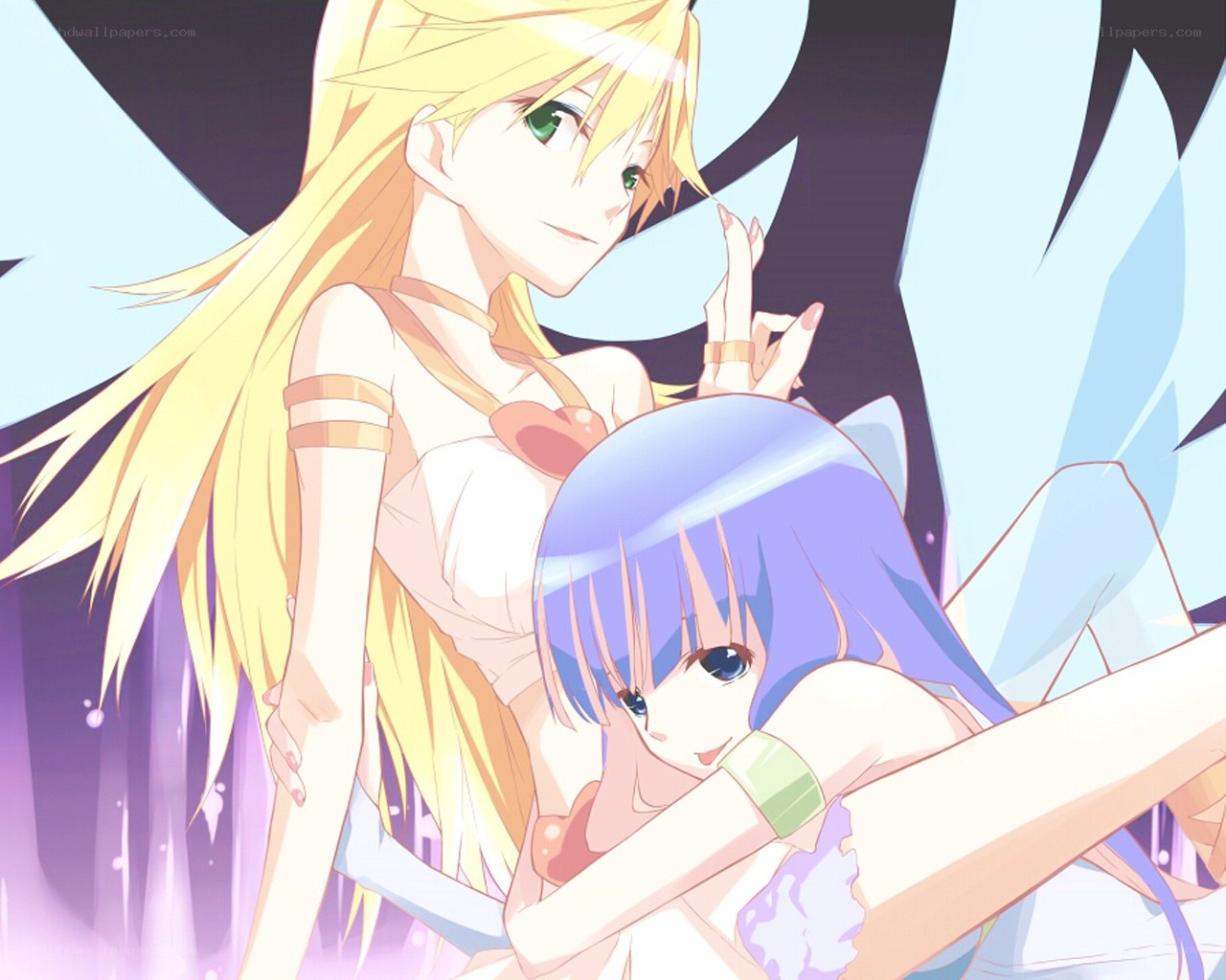 two anime girls with wings