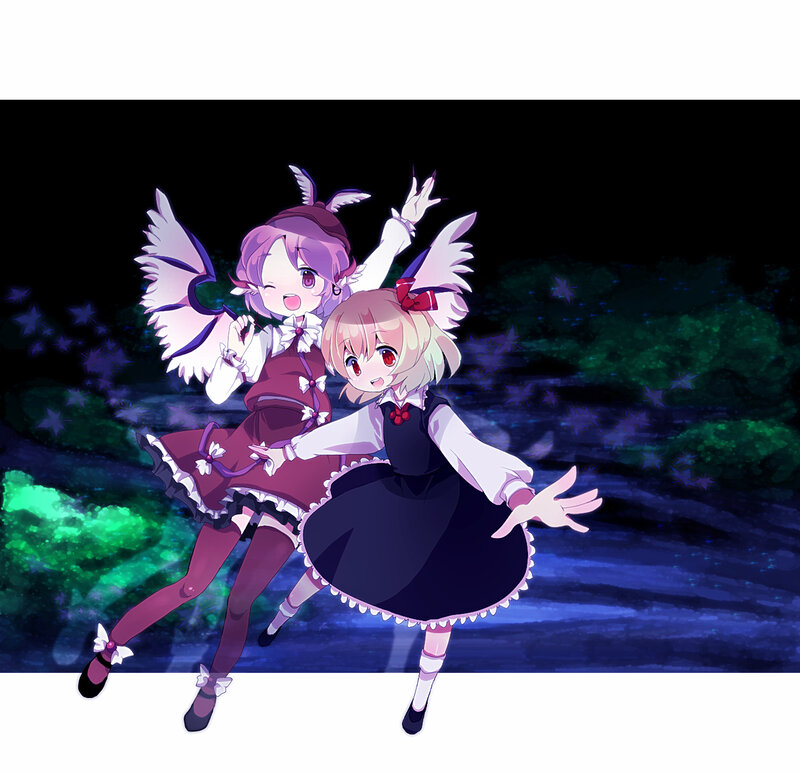 Two anime girls with wings