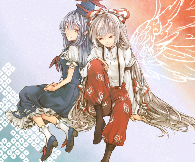 Two anime girls with wings