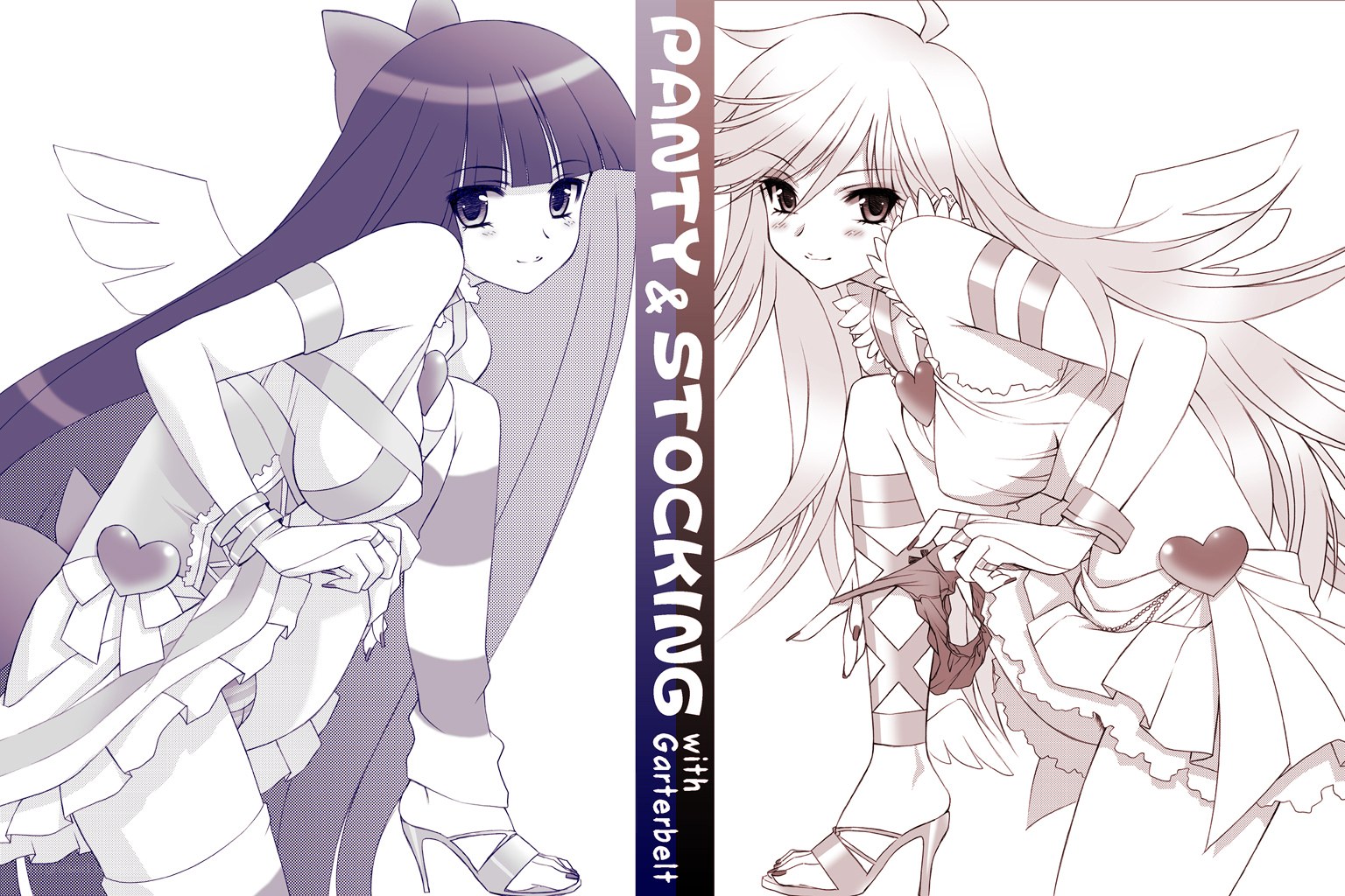 Two anime girls with wings