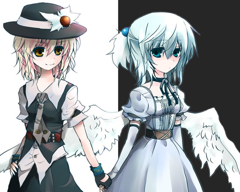 two anime girls with wings