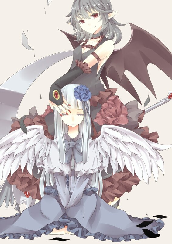 Two anime girls with wings