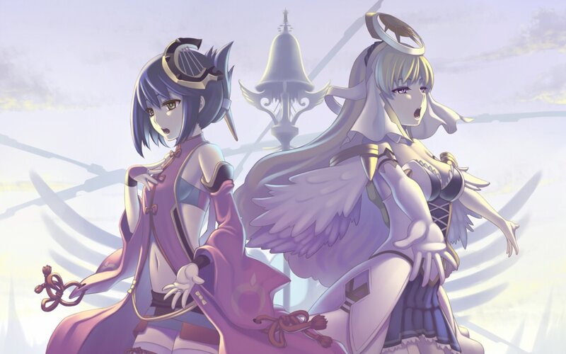 two anime girls with wings