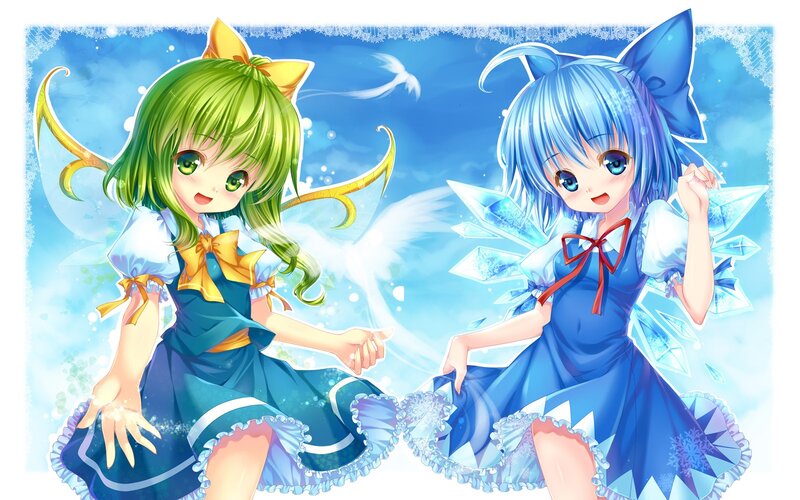 two anime girls with wings