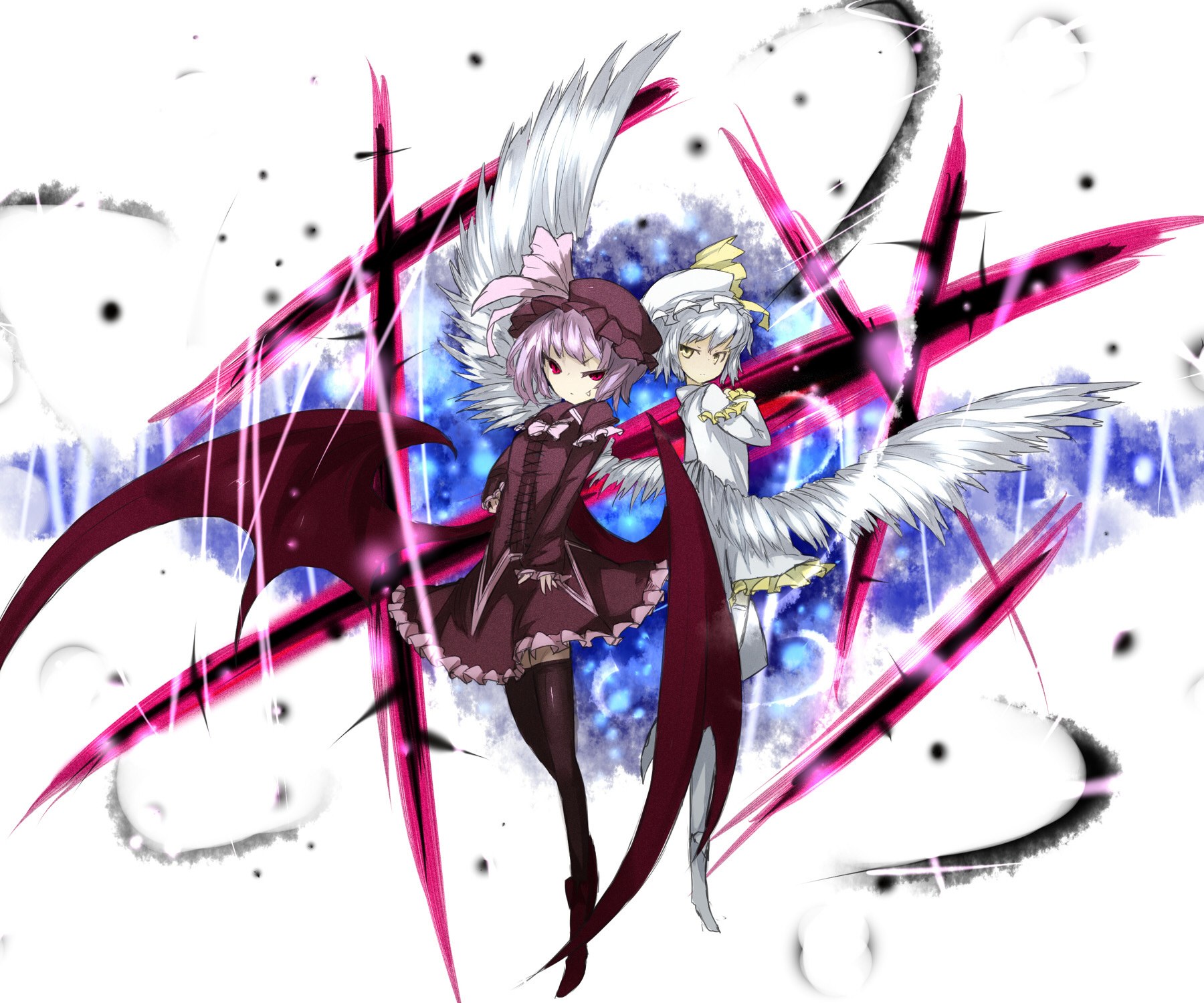 Two anime girls with wings