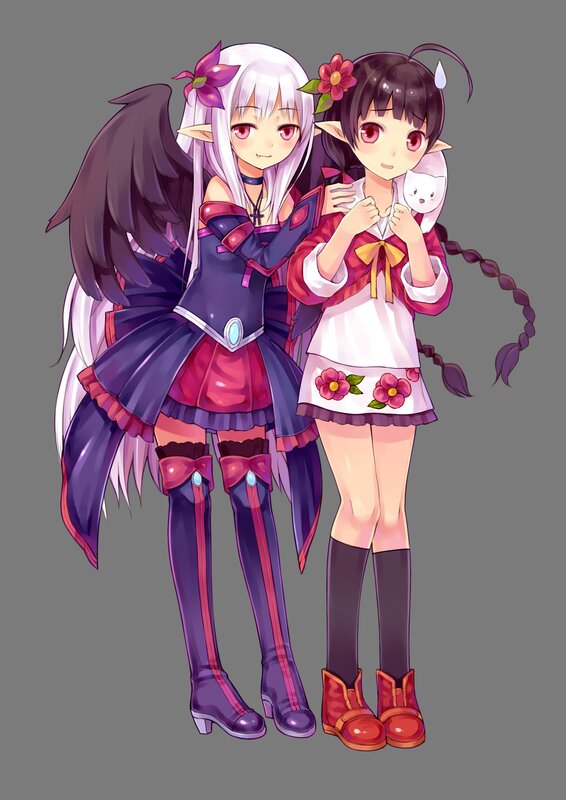 Two anime girls with wings