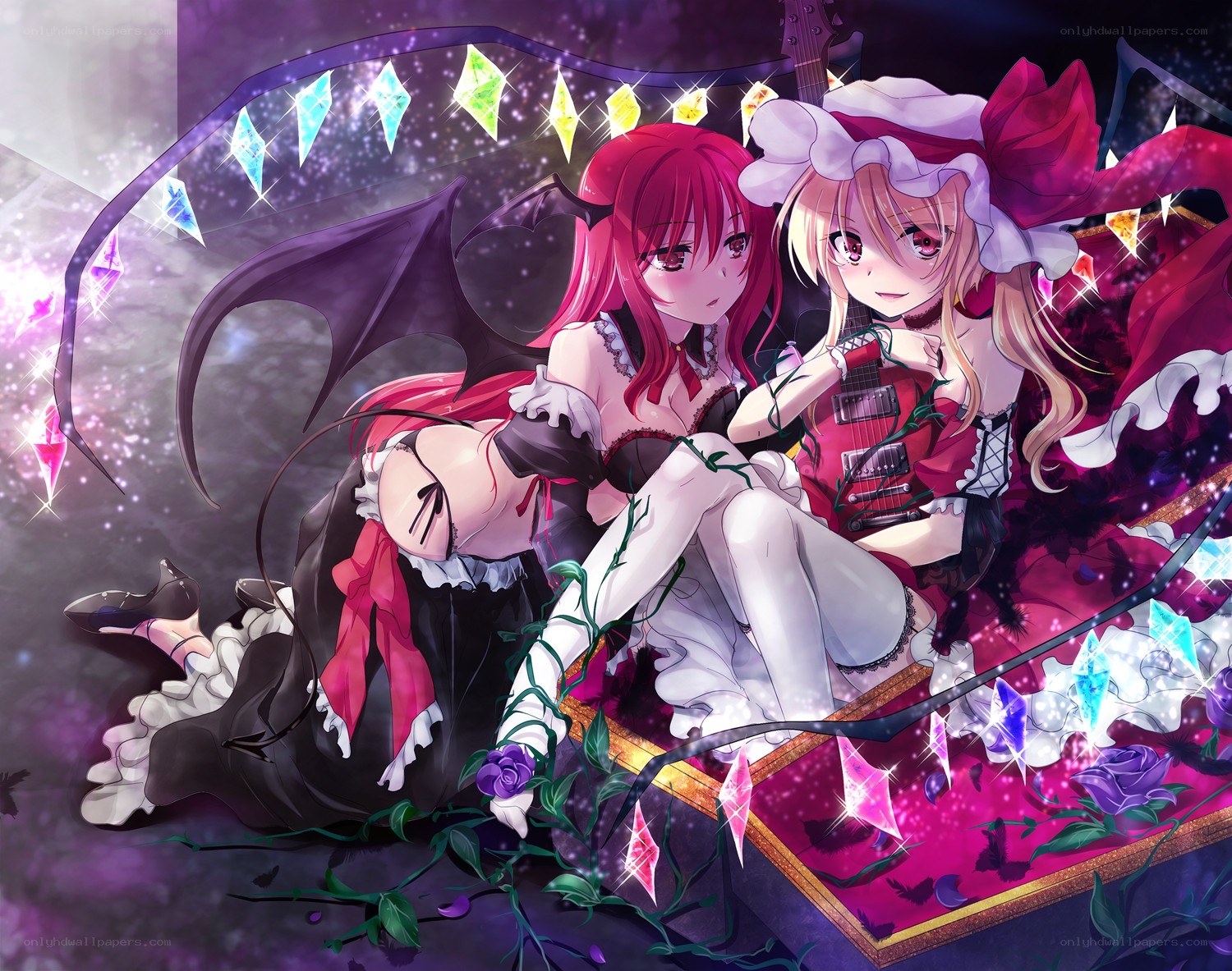 Two anime girls with wings