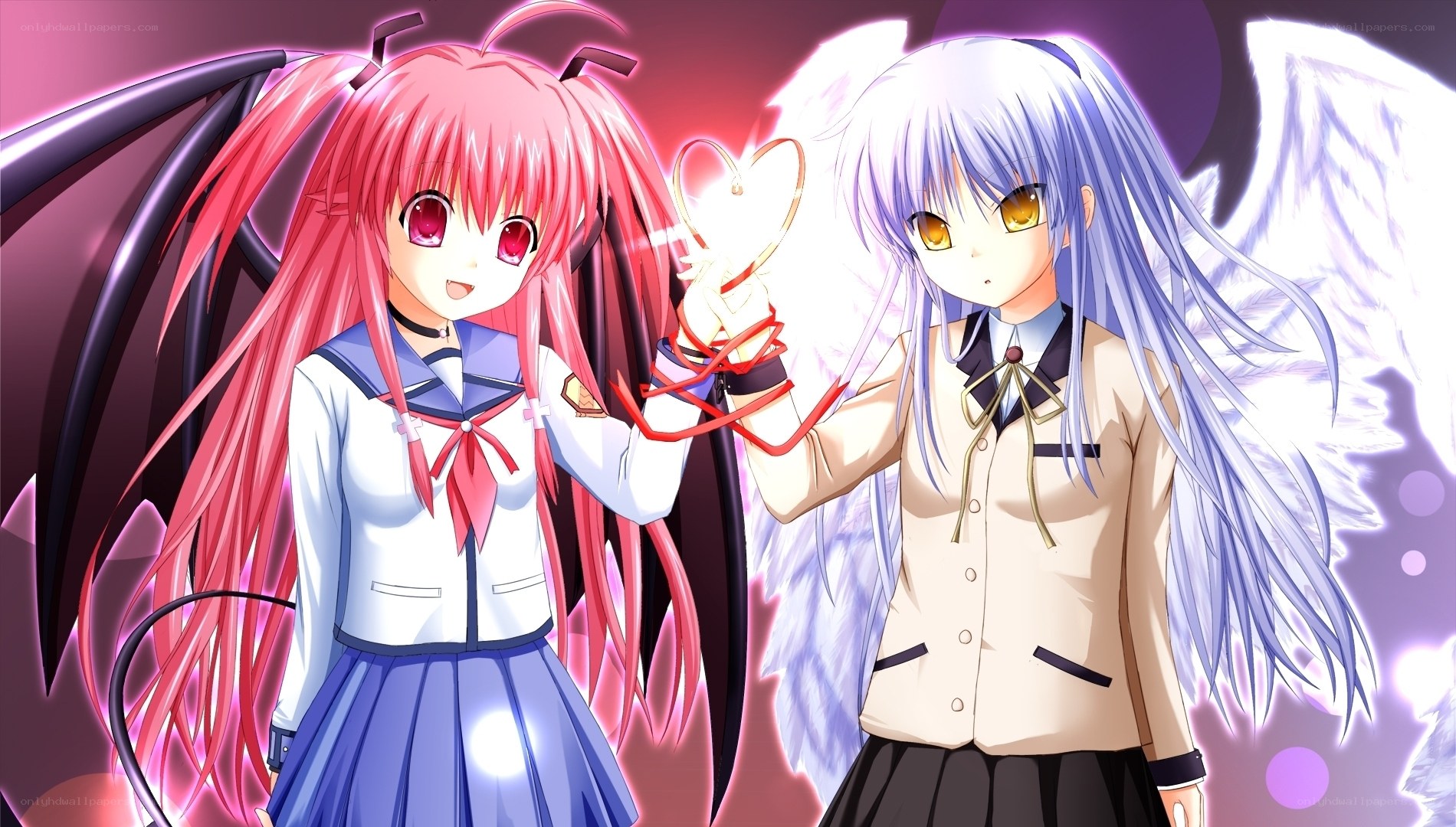 two anime girls with wings