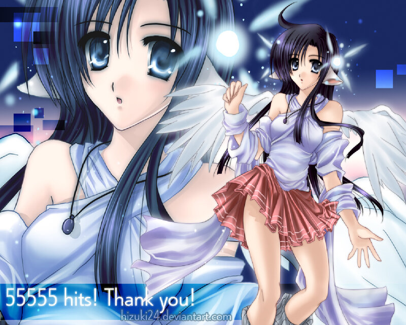 Two Anime Girls with Wings — Blue, Dreamy