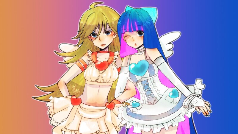 Two Anime Girls with Wings — Blue, Playful