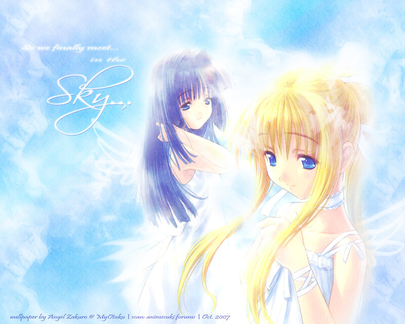 Two Anime Girls with Wings — Blue