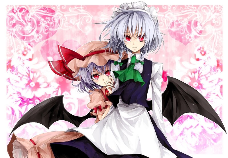 Two Anime Girls with Wings — Pink, Playful