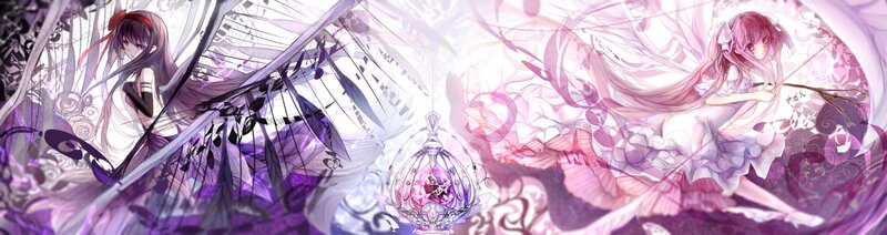 Two Anime Girls with Wings — Purple, Dreamy, Digital Art