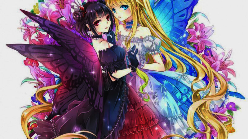 Two Anime Girls with Wings — Purple, Fantastical