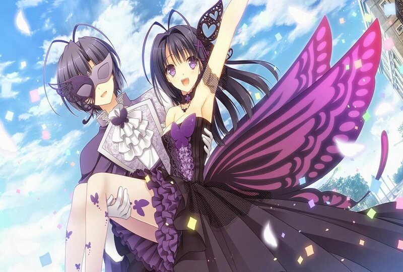 Two Anime Girls with Wings — Purple, Festive