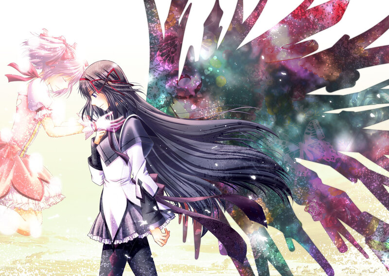 Two Anime Girls with Wings — Purple