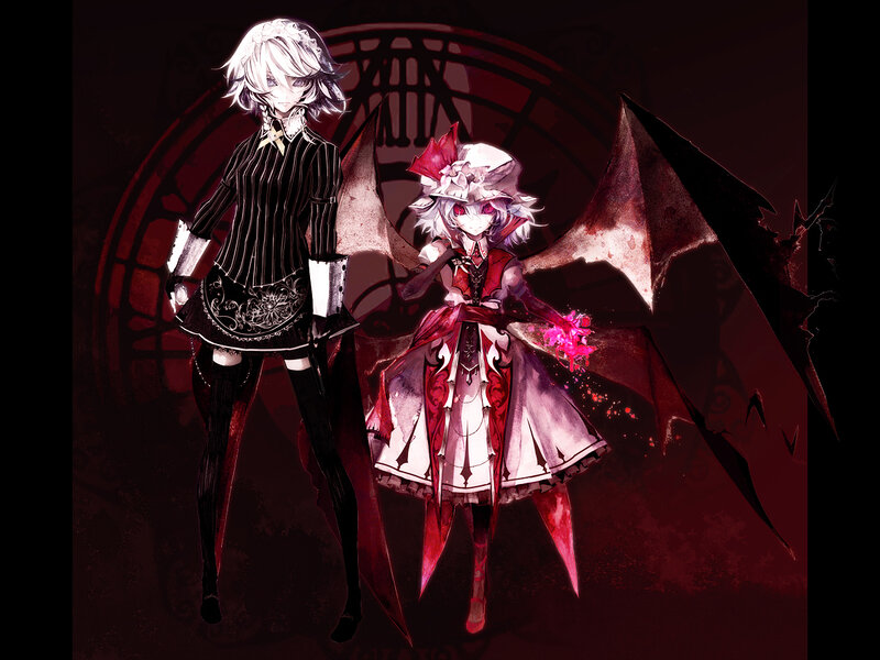 Two Anime Girls with Wings — Red, Dramatic, Night, Digital Art