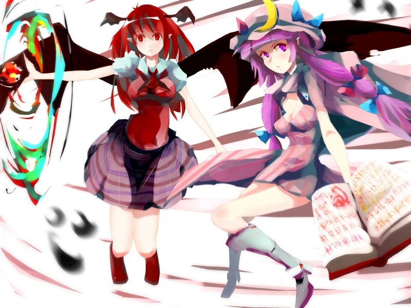 Two Anime Girls with Wings — Red, Dynamic