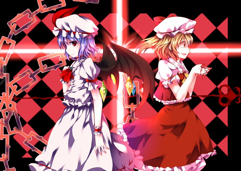 Two Anime Girls with Wings — Red