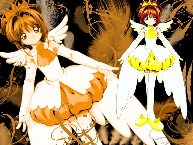 Two Anime Girls with Wings — White, Dramatic