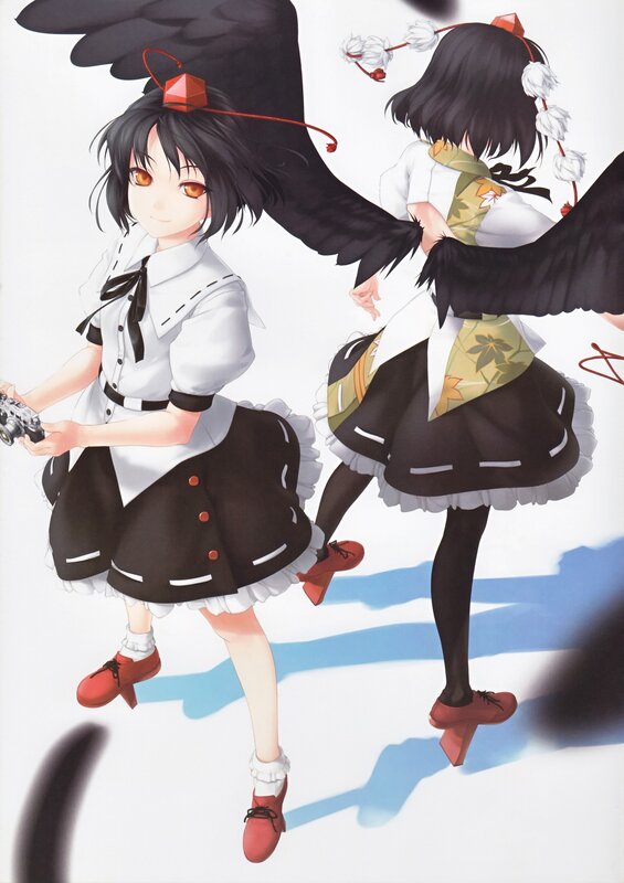 Two Anime Girls with Wings — White, Playful, Camera