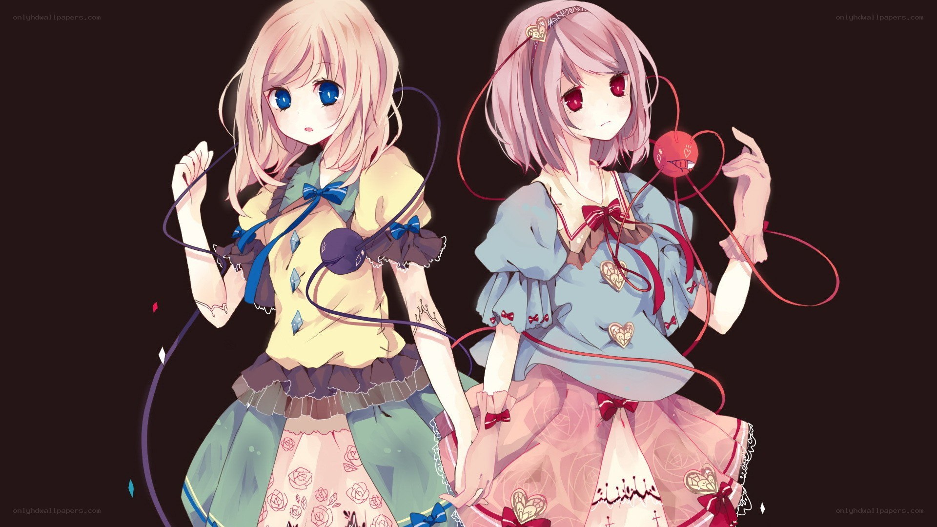 two anime girls with yarn