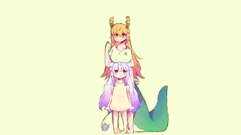 Two Anime Girls — Yellow, Calm, Horned Girl