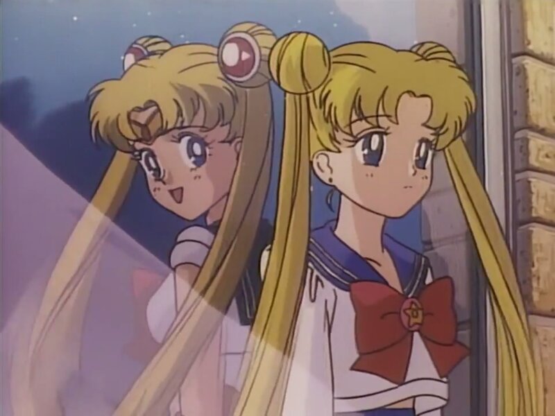 Two Anime Girls — Yellow, Calm, Night, School Uniform