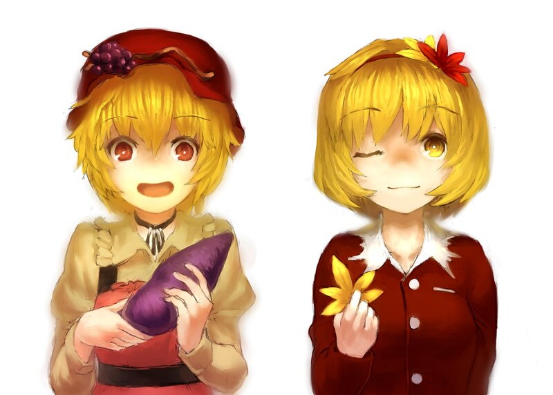 Two Anime Girls — Yellow, Cheerful, Autumn