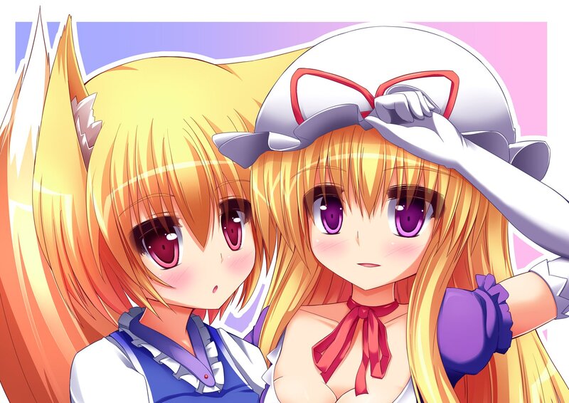 Two Anime Girls — Yellow, Cheerful, Cat Ears