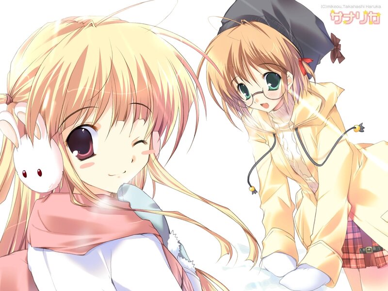 Two Anime Girls — Yellow, Cheerful, Glasses
