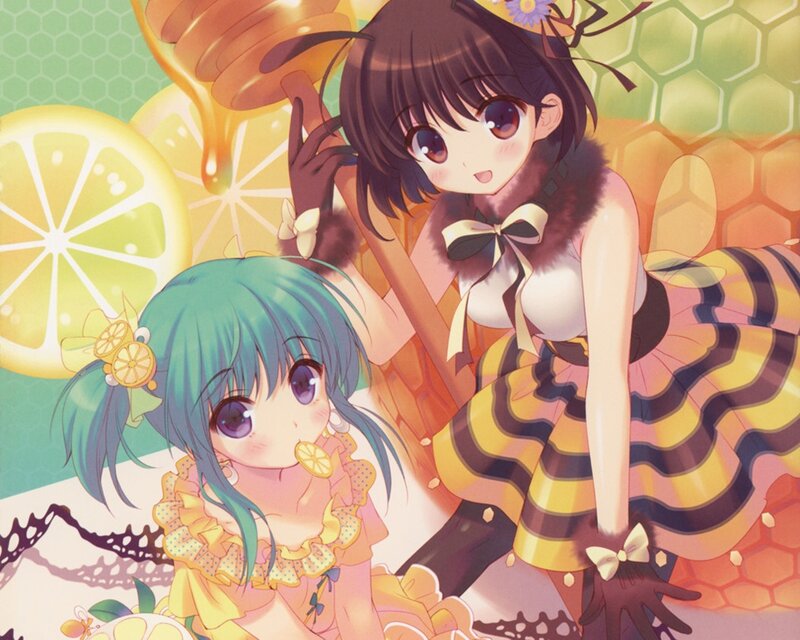 Two Anime Girls — Yellow, Cheerful, Lemon Slices