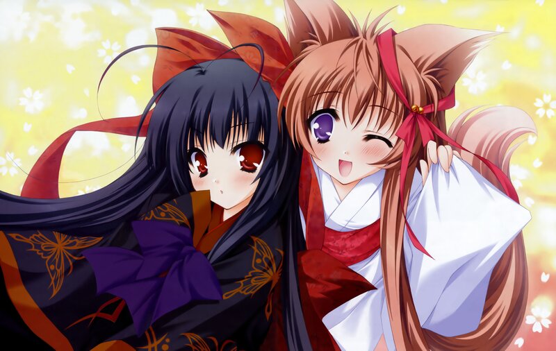 Two Anime Girls — Yellow, Cheerful, Spring