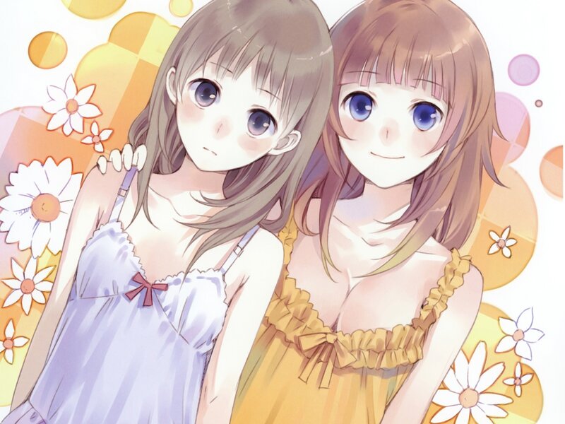 Two Anime Girls — Yellow, Cheerful, Summer