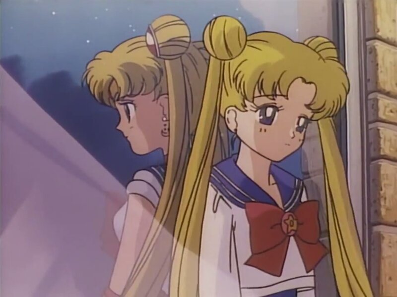 Two Anime Girls — Yellow, Dramatic, Night, School Uniform