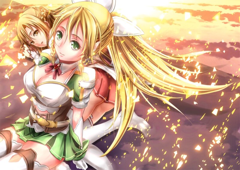 Two Anime Girls — Yellow, Dramatic, Sunset