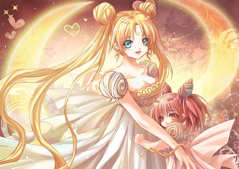 Two Anime Girls — Yellow, Dreamy, Night