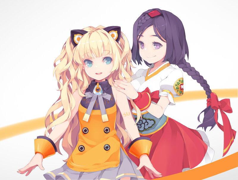 Two Anime Girls — Yellow, Friendly