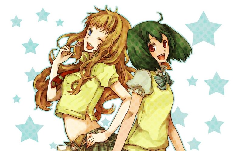 Two Anime Girls — Yellow, Happy, Stars
