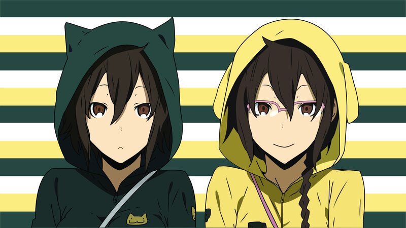 Two Anime Girls — Yellow, Neutral, Hoodies