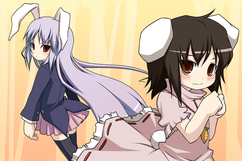 Two Anime Girls — Yellow, Playful, Bunny Ears