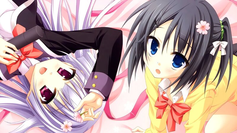 Two Anime Girls — Yellow, Playful, Spring