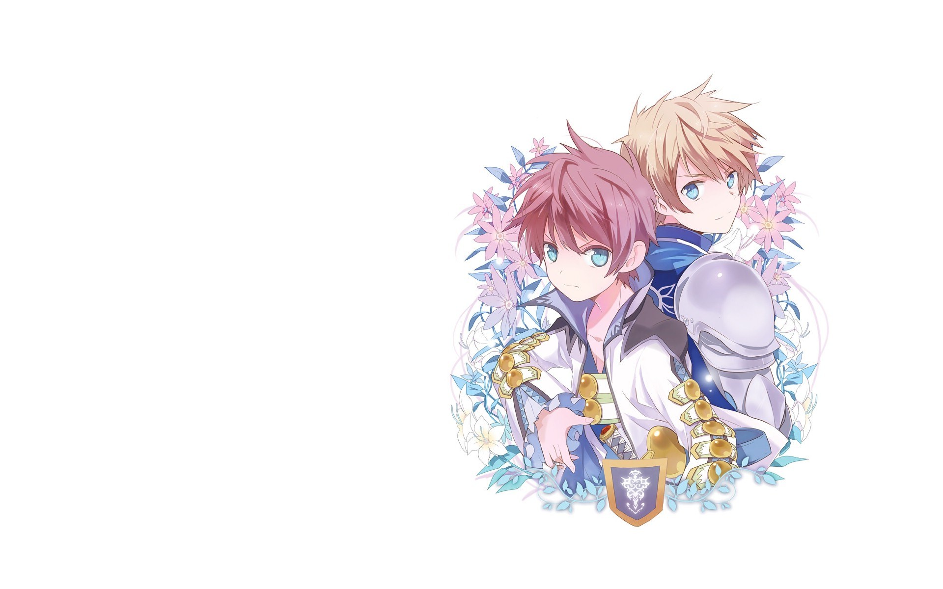 two anime knights with flowers