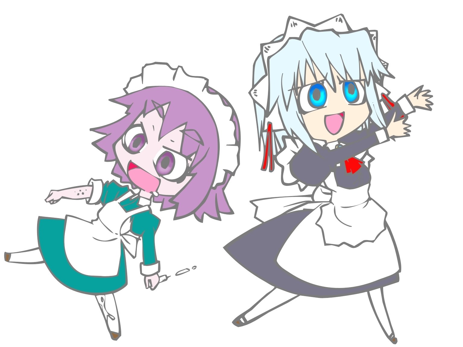 two anime maids dancing