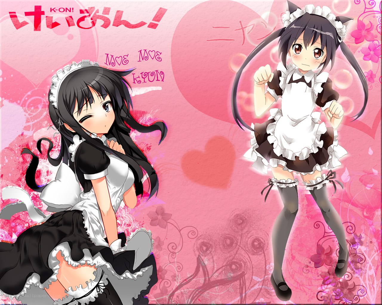 Two anime maids in pink
