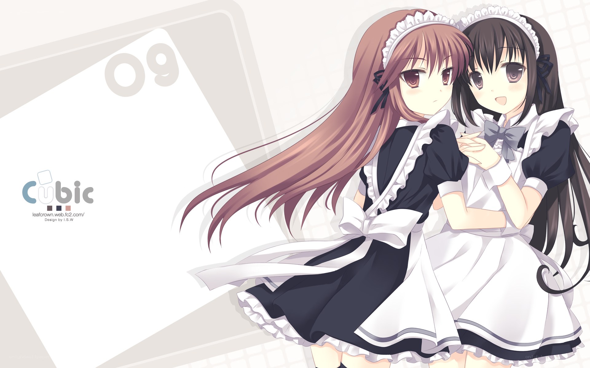 Two anime maids in uniform