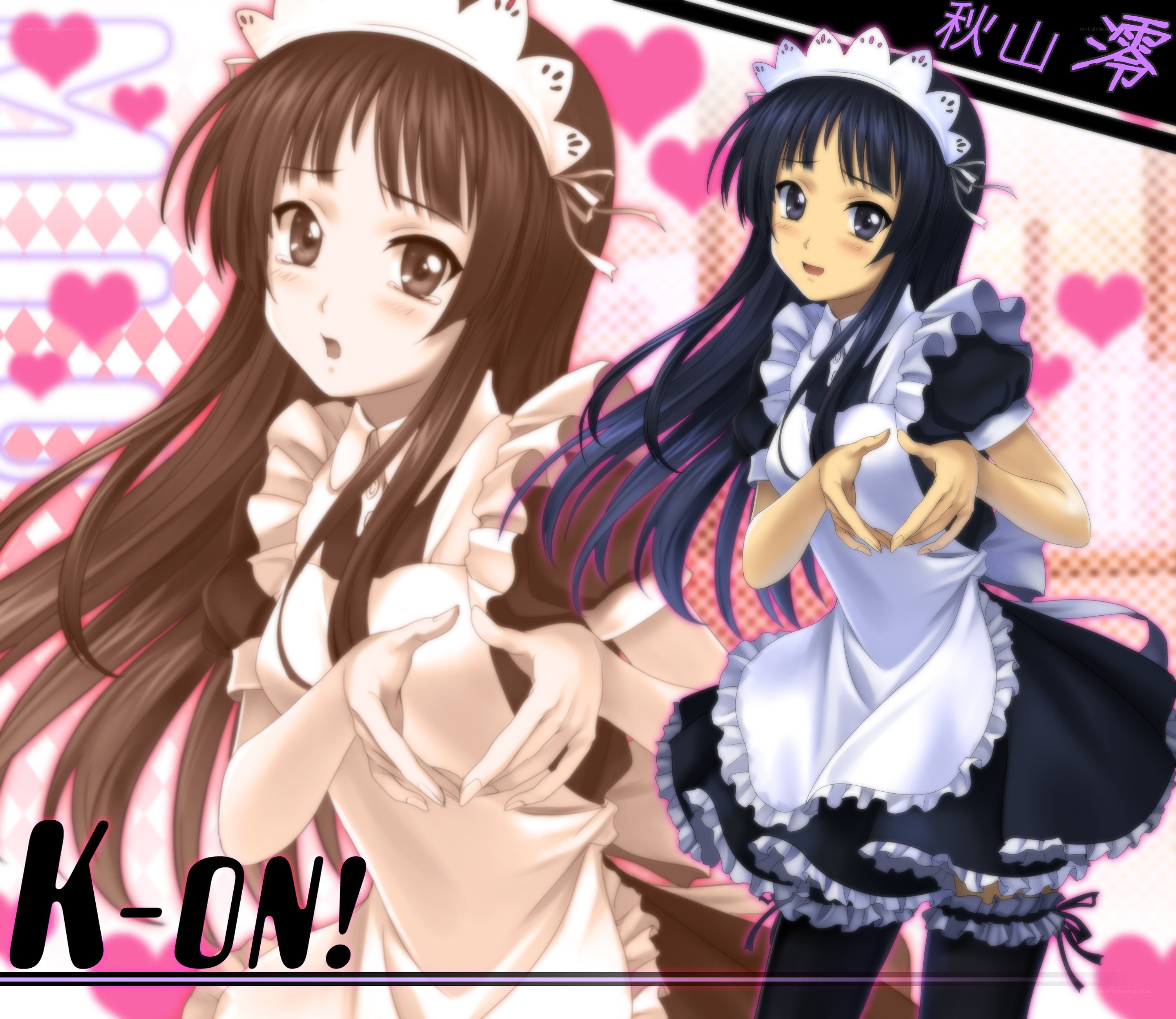 Two anime maids making hearts