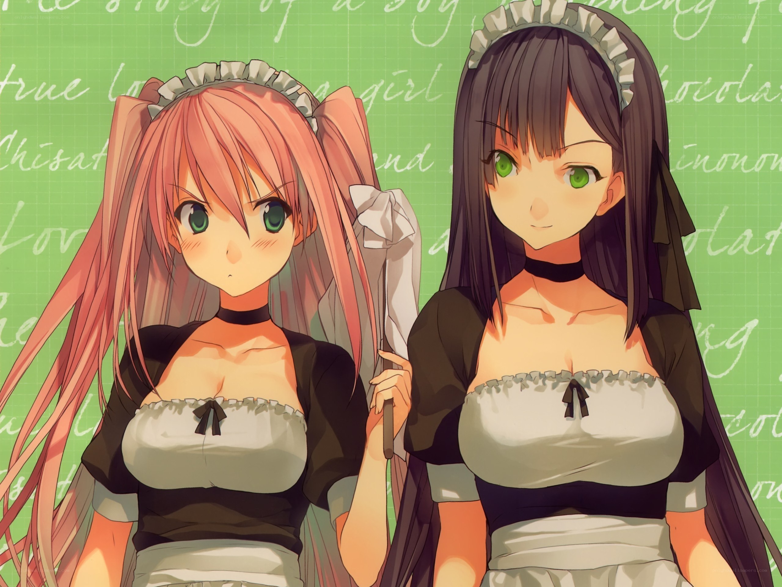 Two anime maids standing together